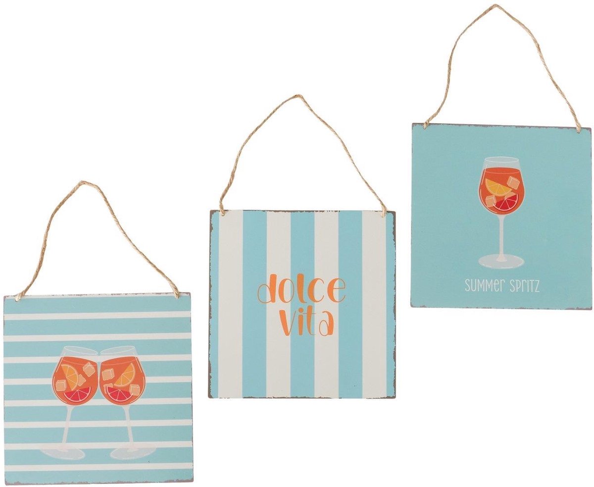 Boltze Home wandbord decoratie Summer Spritz 20cm oranje turquoise.