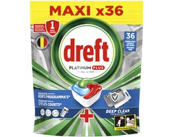 Dreft Vaatwastabletten Platinum Plus All In One Deep Clean - 5 x 36 stuks - Voordeelverpakking