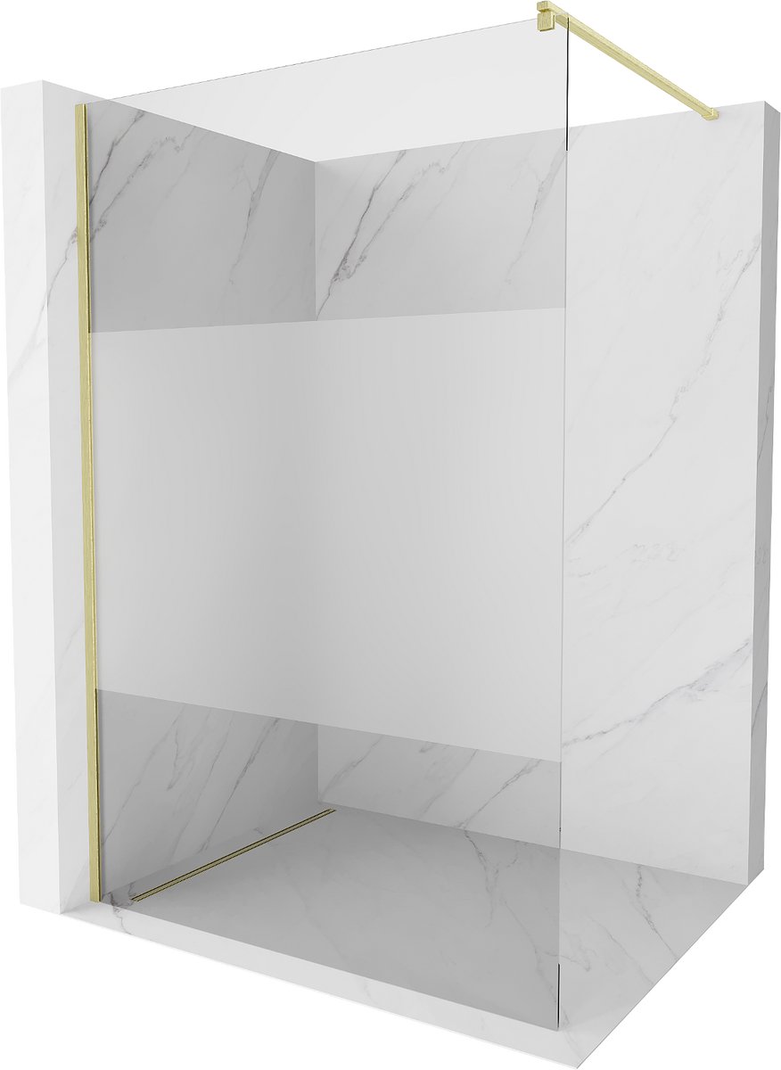 Mexen Kioto douchewand Inloop 120 x 200 , transparant/mat 8 mm, goud geborsteld - 800-120-101-55-35