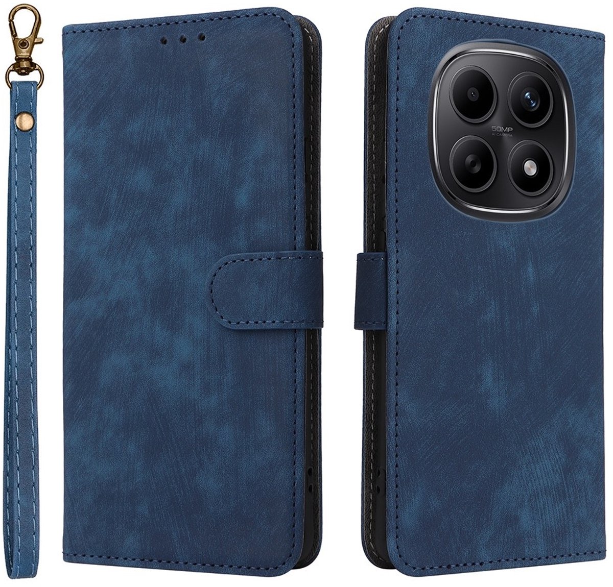 Coverup Hoesje - Geschikt voor Xiaomi Redmi Note 15 / Poco M8 Hoesje - Coverup Book Case met Koord - Blauw
