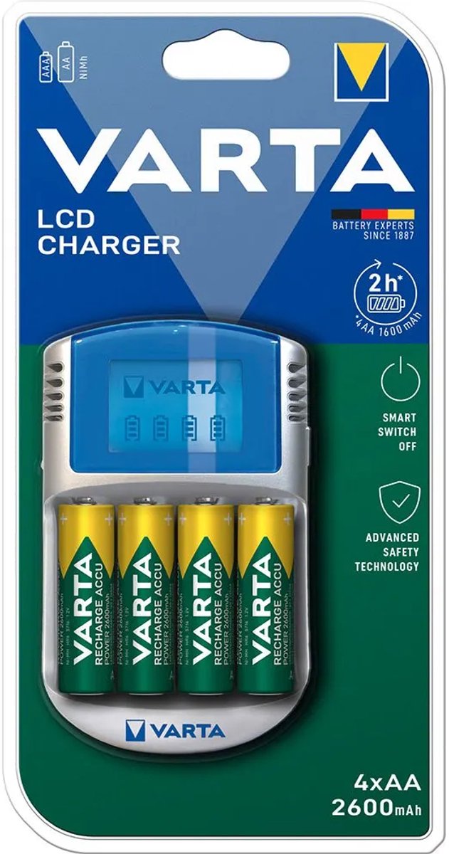 Varta LCD Charger + 4 x 2600 mAh NiMH batterijen