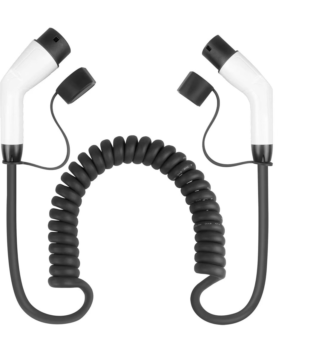 Spiraalkabel Laadkabel Type 2 - 3,7 kW, 5m, IP65