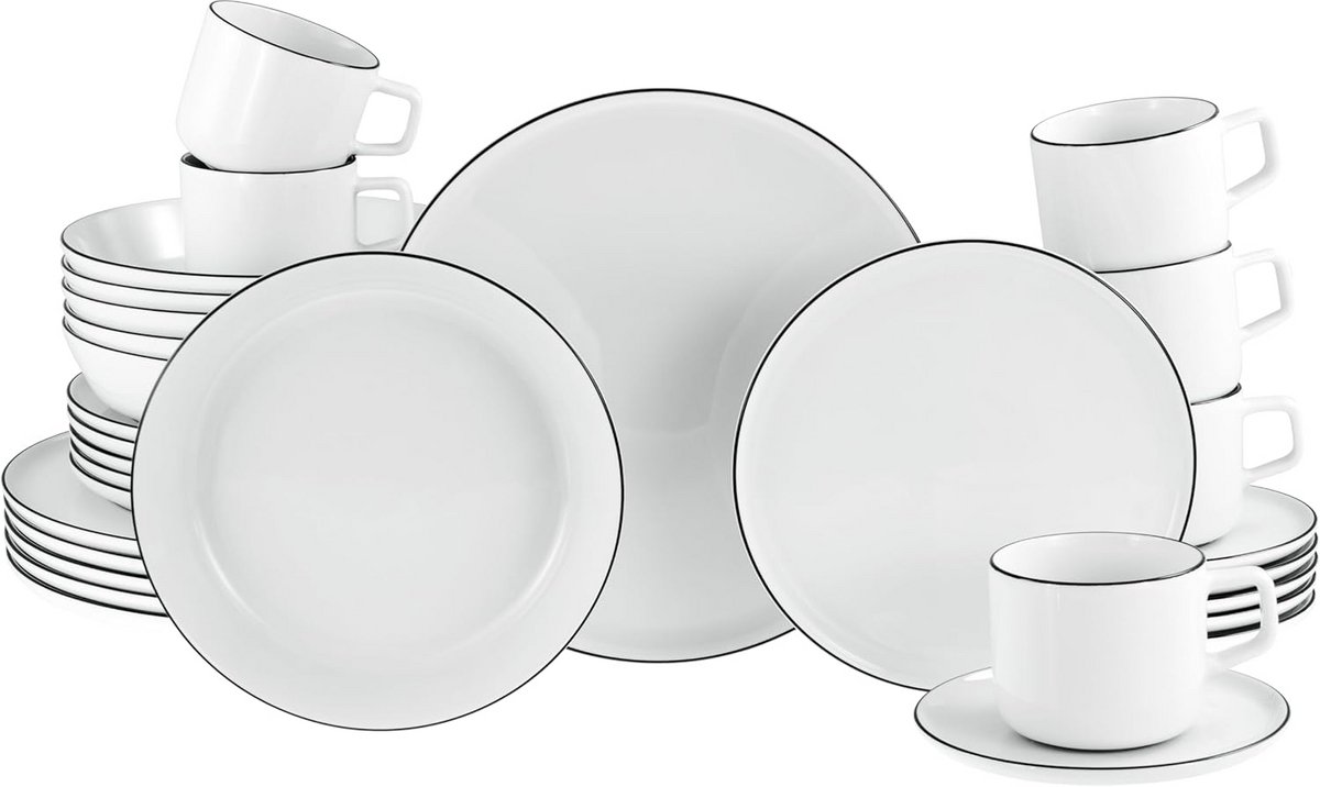 30-delig servies voor 6 personen van porselein - zwart