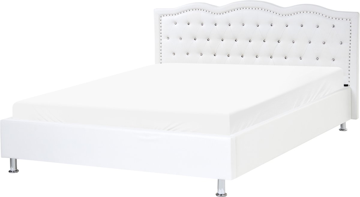 Beliani METZ - Tweepersoonsbed - Wit - 160 x 200 cm - Kunstleer
