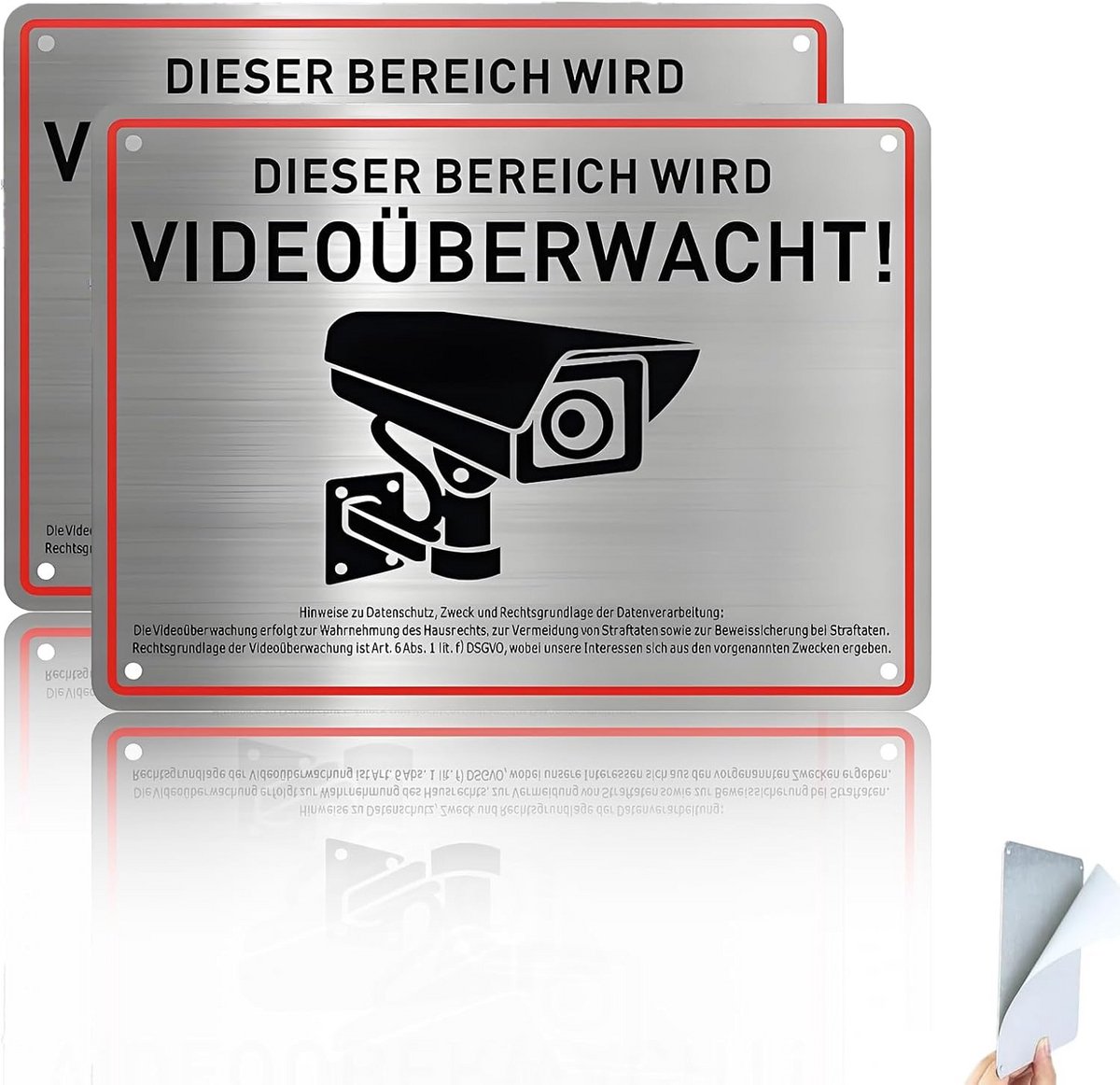 2 stuks Camerabewaking Bordje - Aluminium - Met Melding Toezicht