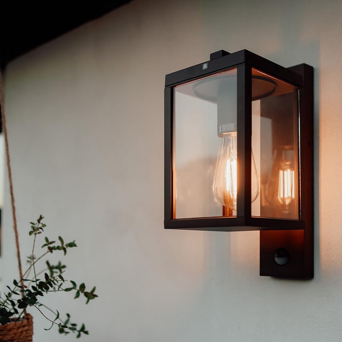 Industriële buiten wandlamp roestbruin met bewegingssensor IP44 vierkant