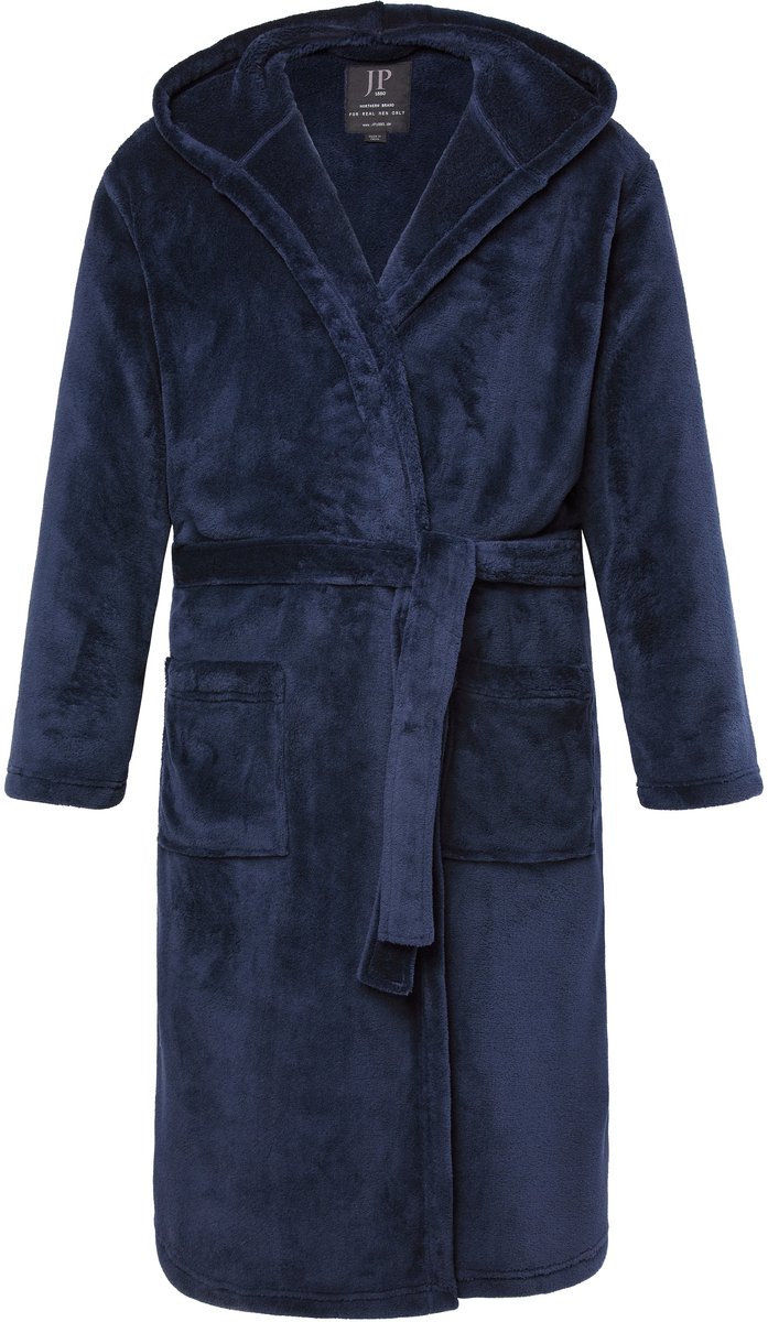 JP 1880 - Heren - Badjas thuispak microvezel strikceintuur - Navy blauw - Maat 3XL
