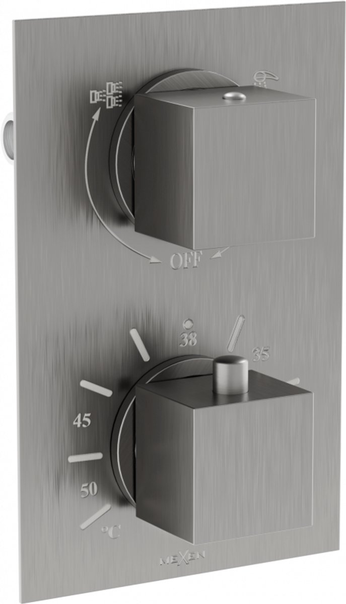 Mexen Cube thermostatische bad-douchekraan met 2 uitgangen, grafiet - 77502-66