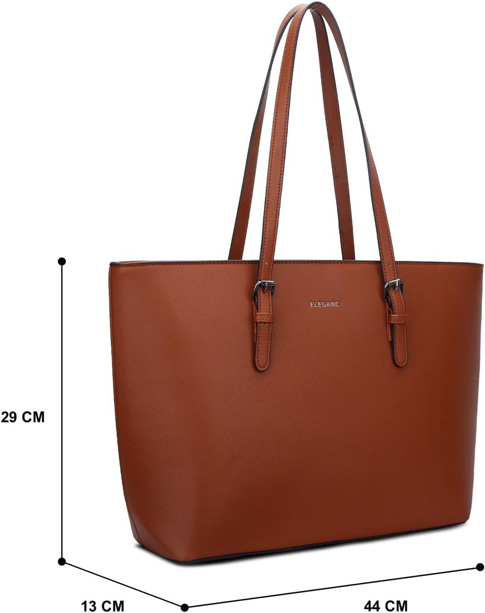 Dames Schoudertas Shopper - Waterdichte Handtas met Rits - Ruim voor A4 en Laptop