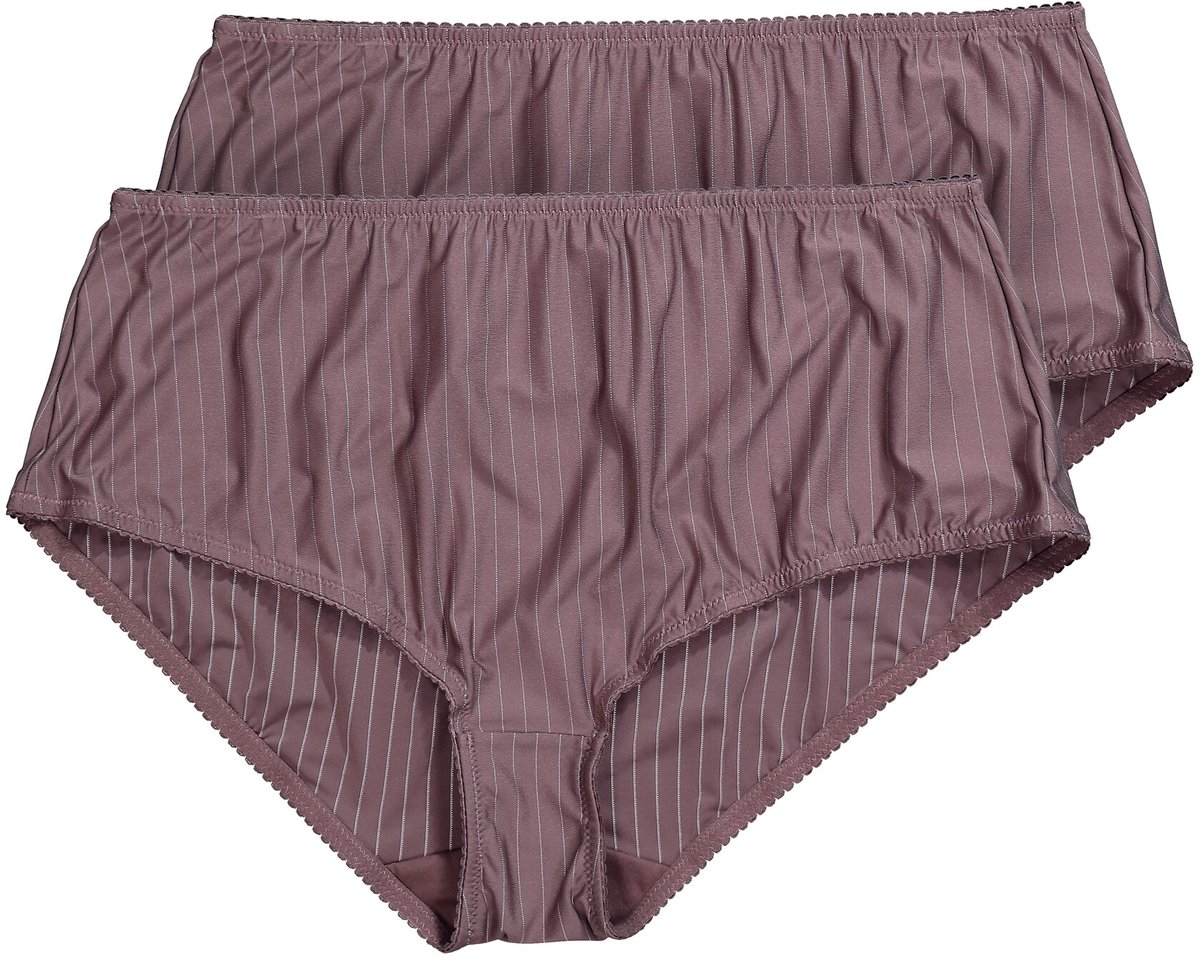 Ulla Popken - Dames - Midislips set van 2 pinstripes hoge pasvorm - Aarde - Maat 46+