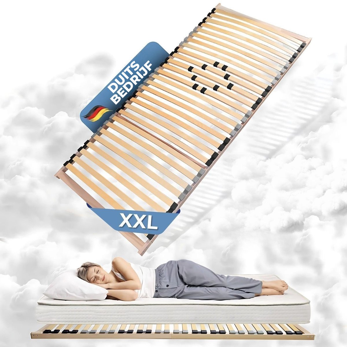 Coemo XXL - Lattenbodem "Big Size" extra stabiel tot 200 kg, hardheid instelbaar, 28 latten, 140 x 200 cm