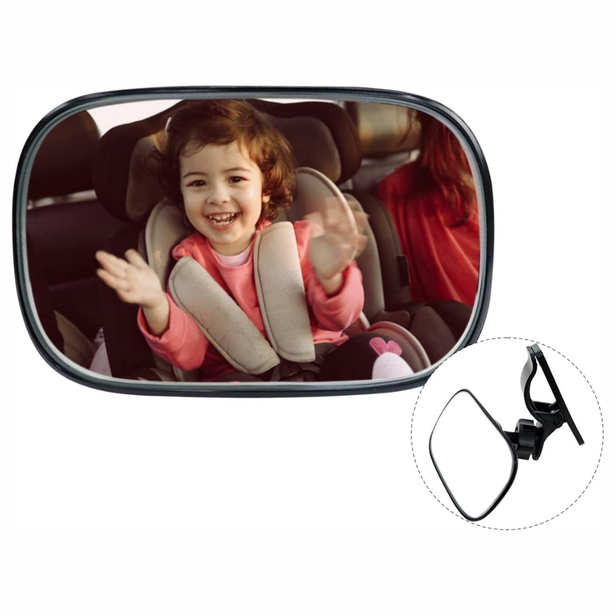 MMM® Auto Spiegel Baby - Achteruitkijkspiegel Baby - Autospiegel Baby Voor Achterbank - Zwart - 26 cm x 21 cm x 8 cm