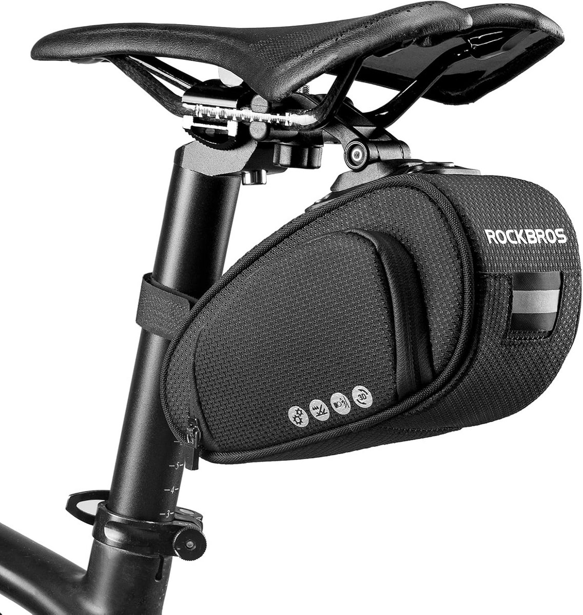 Zadeltas fiets 1,2 liter praktische fietstas met quick release bevestiging voor MTB roadbike en vouwfiets