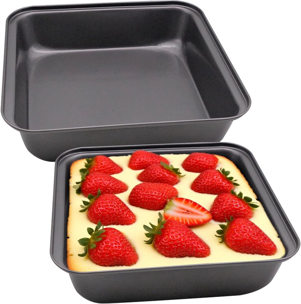 Set van 2 Vierkante Bakvormen - Diepe Brownie & Cake Vormen Non-Stick
