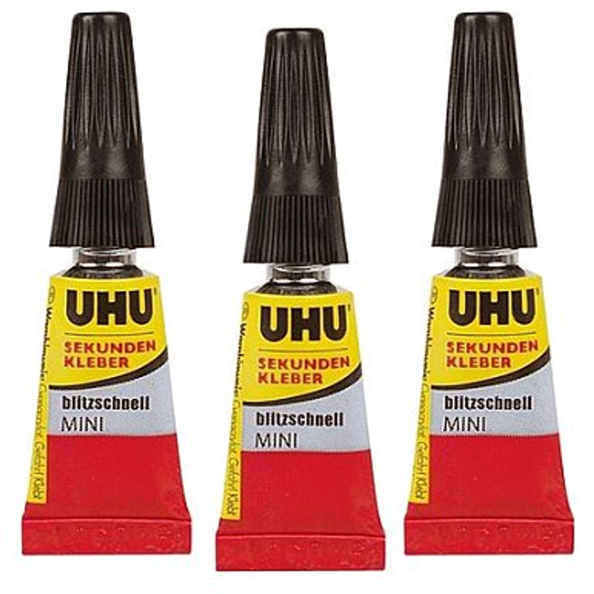 Secondelijm 3 x 1 g – Extra Sterke Sneldrogende Superlijm in Afzonderlijk Verzegelde Tubes – Ideaal voor Eenmalig Gebruik – Geschikt voor Kunststof, Rubber, Metaal, Keramiek en Meer – Bereikt Kleine Hoeken en Naden [U45420]