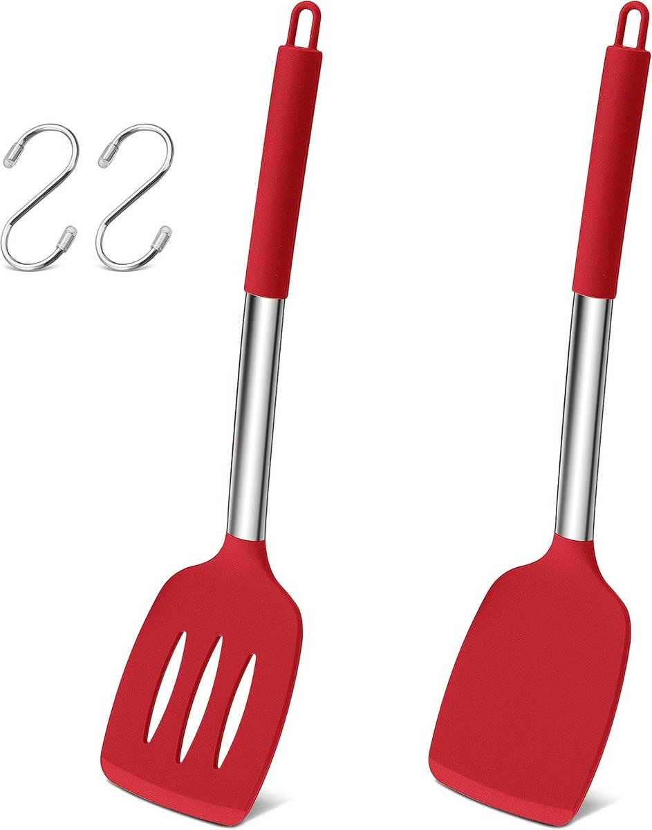 Silicone roergerei set - rood - 2 stuks