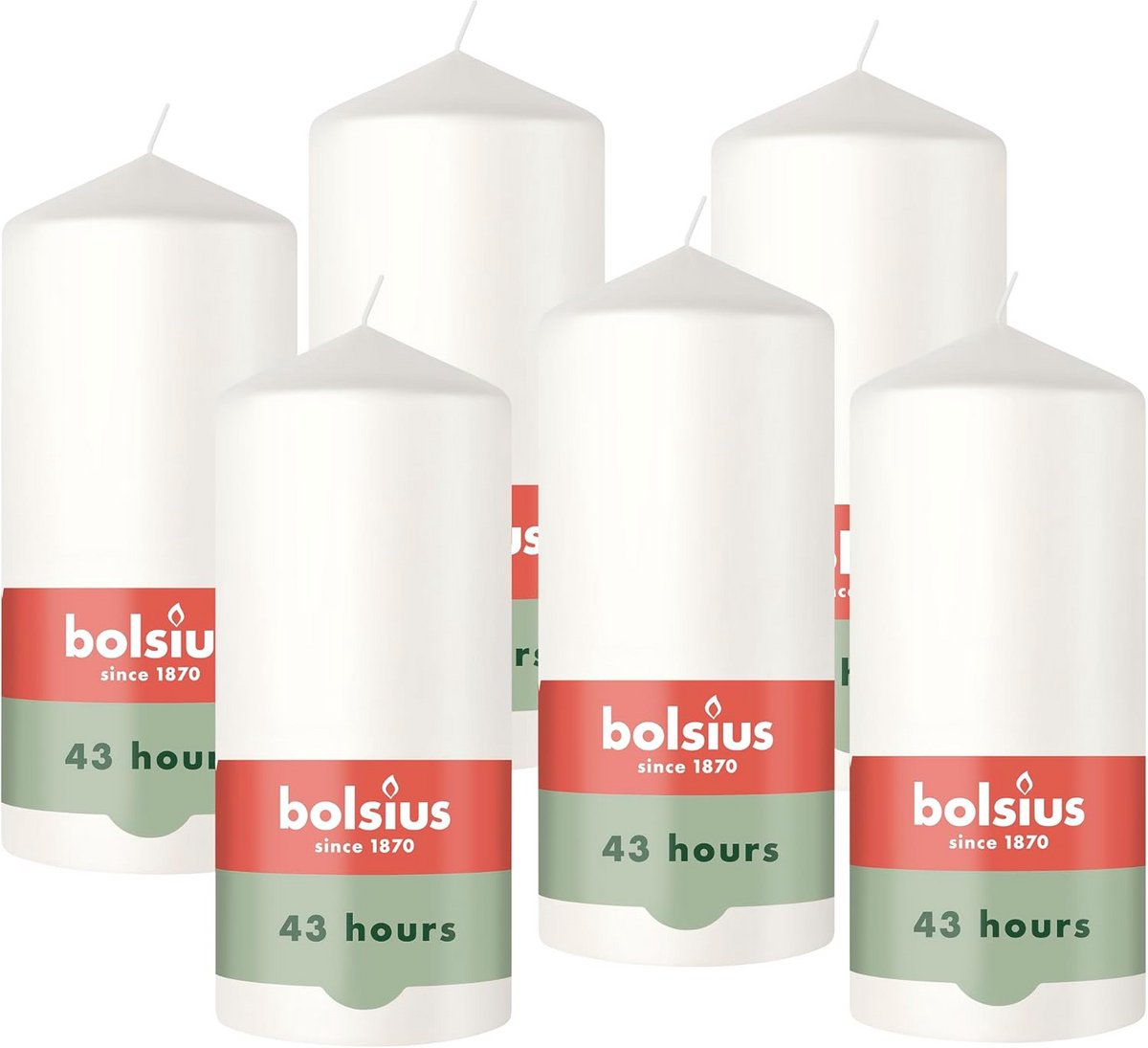 Witte gladde stompkaars 13 cm zonder palmolie plantaardige wax dripvrij 43 uur brandtijd