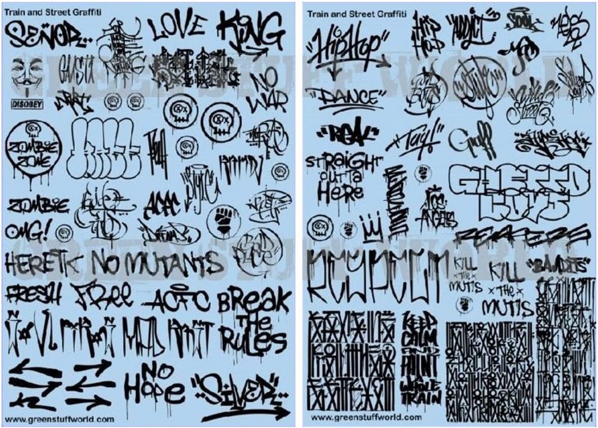 Waterglijbaan Decals Graffiti Mix voor Modelbouw Treinen en Straatscènes