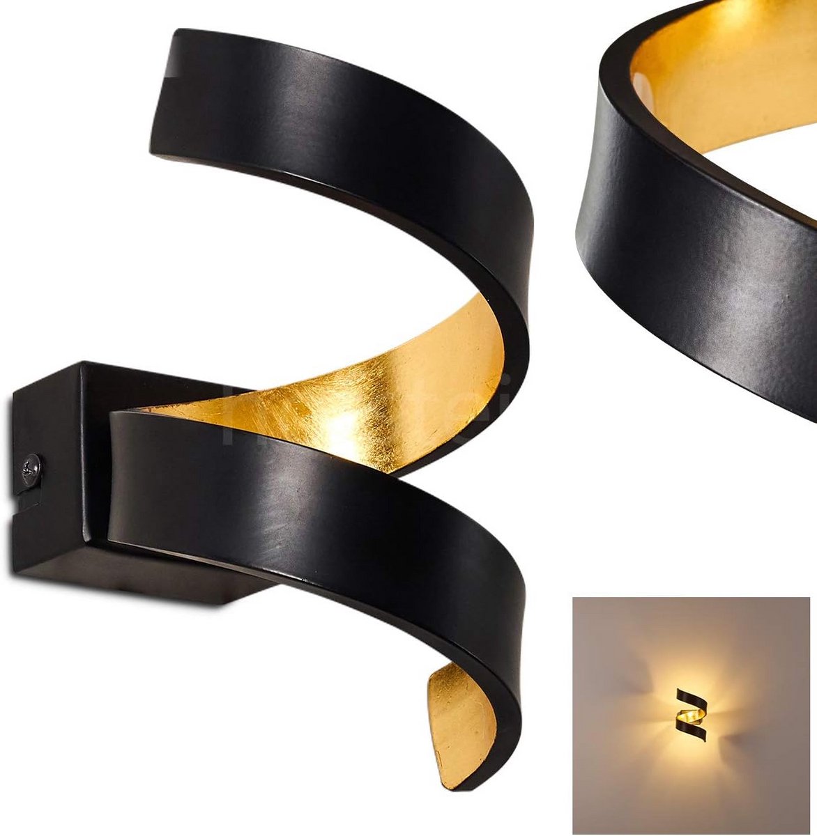 LED wandlamp, zwart metalen wandlamp met gouden accenten, 6 watt, 360 lumen, 3000K, moderne wandlamp voor binnen