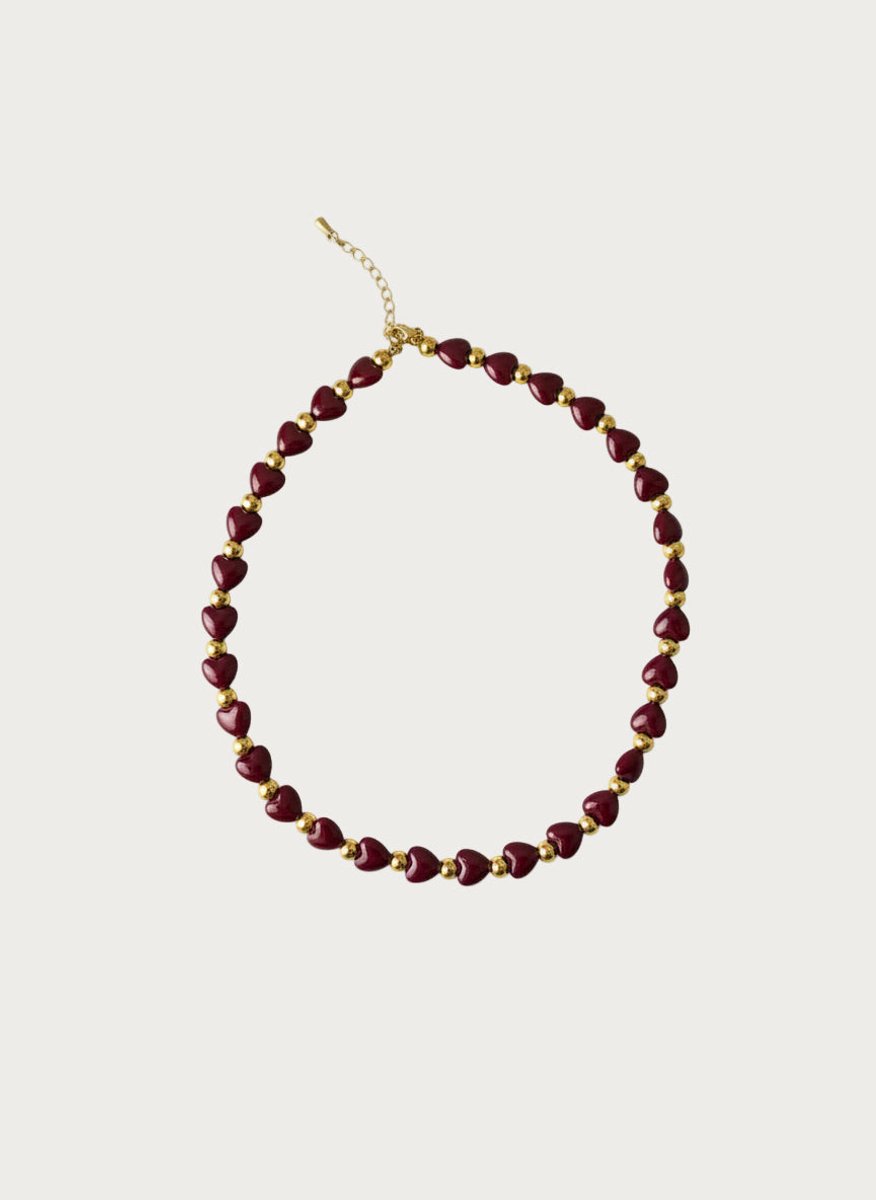 Amour - Hartjes Ketting - Rood - Stainless Steel