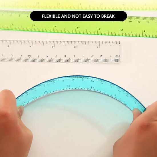 6 Piece Ruler Set - 15 cm - Coloured Rulers - Transparent Scale - Soft ...