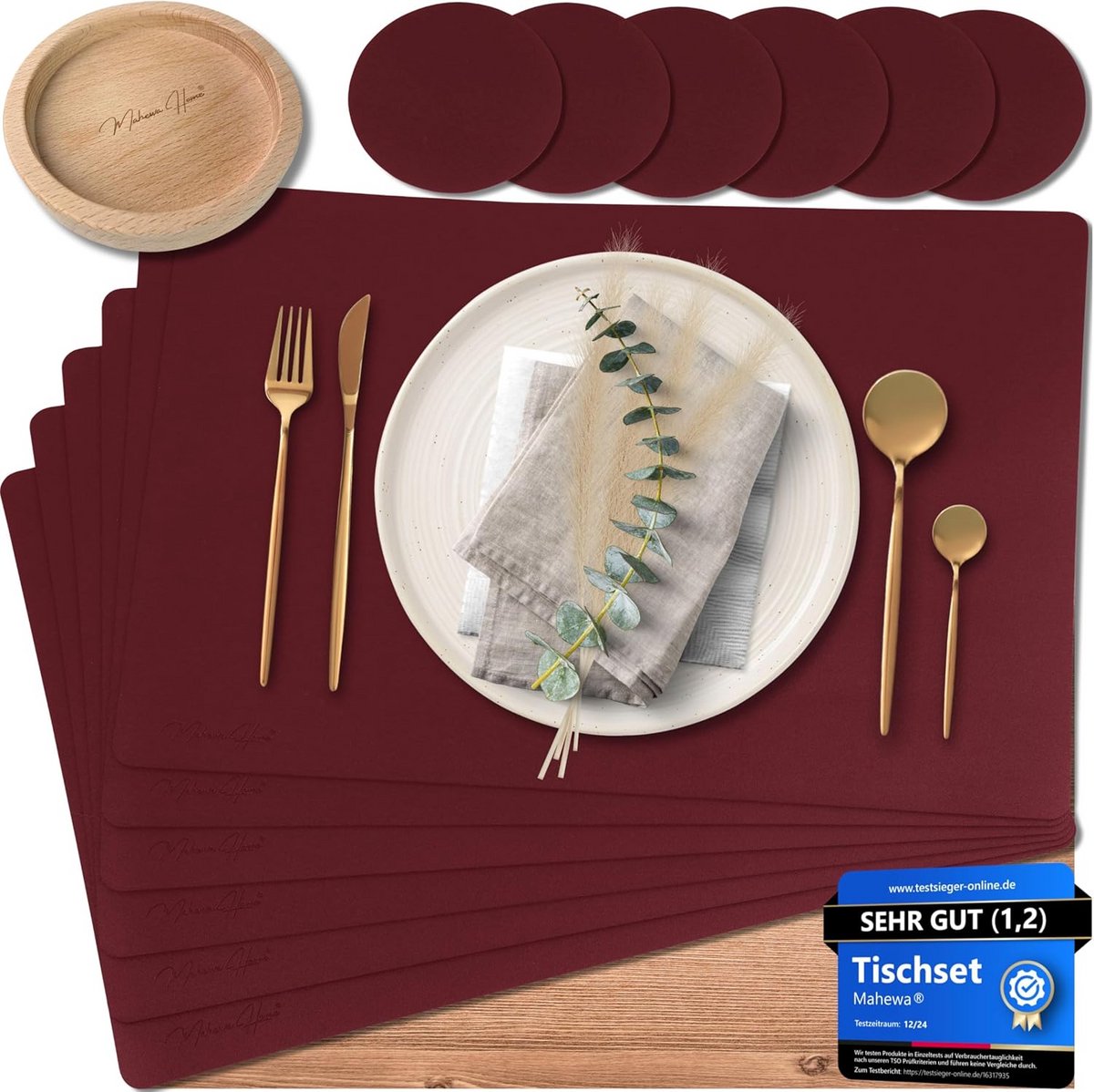 Set van 6 Premium Placemats Imitatieleer - Waterdicht en Afwasbaar Keukentextiel
