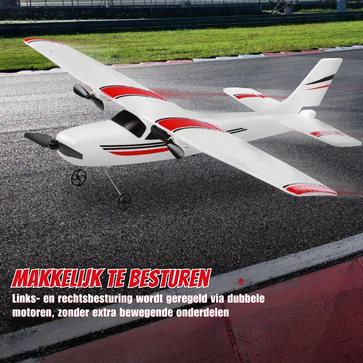 Nexar Bestuurbare Vliegtuig - RC Propellervliegtuig met Gyro Stabilisatie - Afstandsbestuurbaar Vliegtuig - voor Kinderen & Beginners - Incl. 3 Batterijen — afbeelding 10