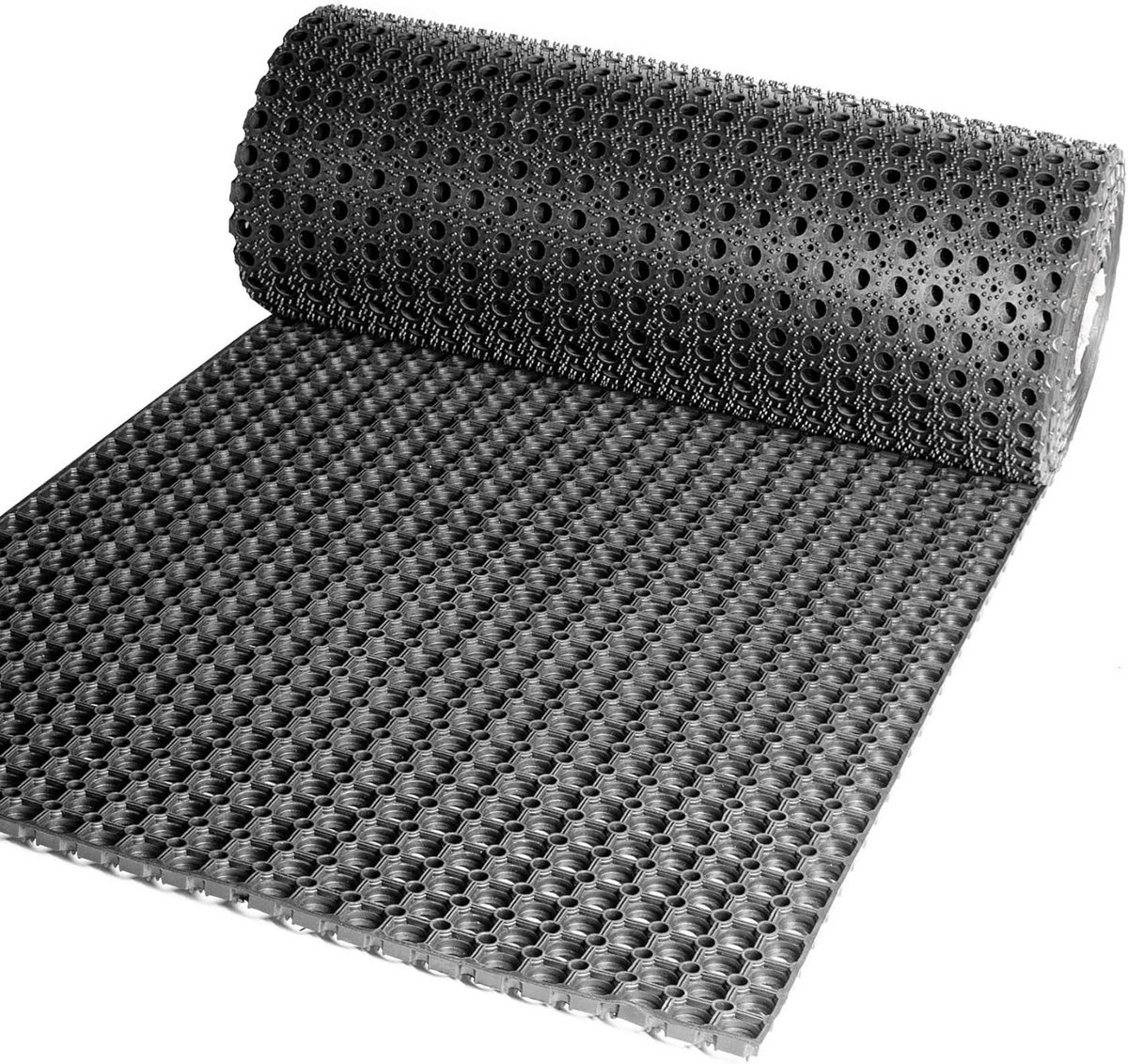 Robuuste Rubberen Ringmat met Honingraatstructuur voor Vuilafvoer en Grip - 50x100 cm
