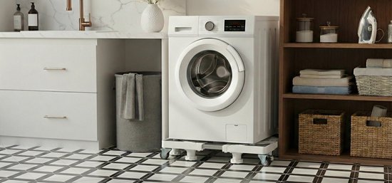 Bodo® - Wasmachine Verhoger - Dubbele Wasmachine Verhoger Met Uitschui Plank Wasmachine Opbouwmeubel Wasmachine Sokkel Universeel Zwart