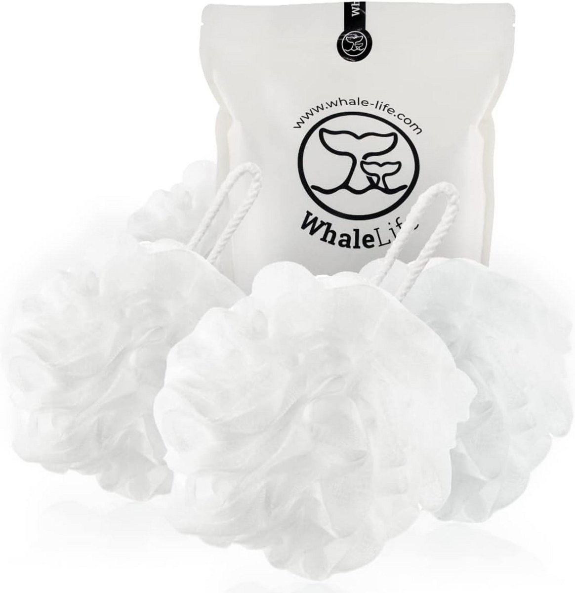 Loofah spons badspons voor vrouwen en mannen 4 pack wit
