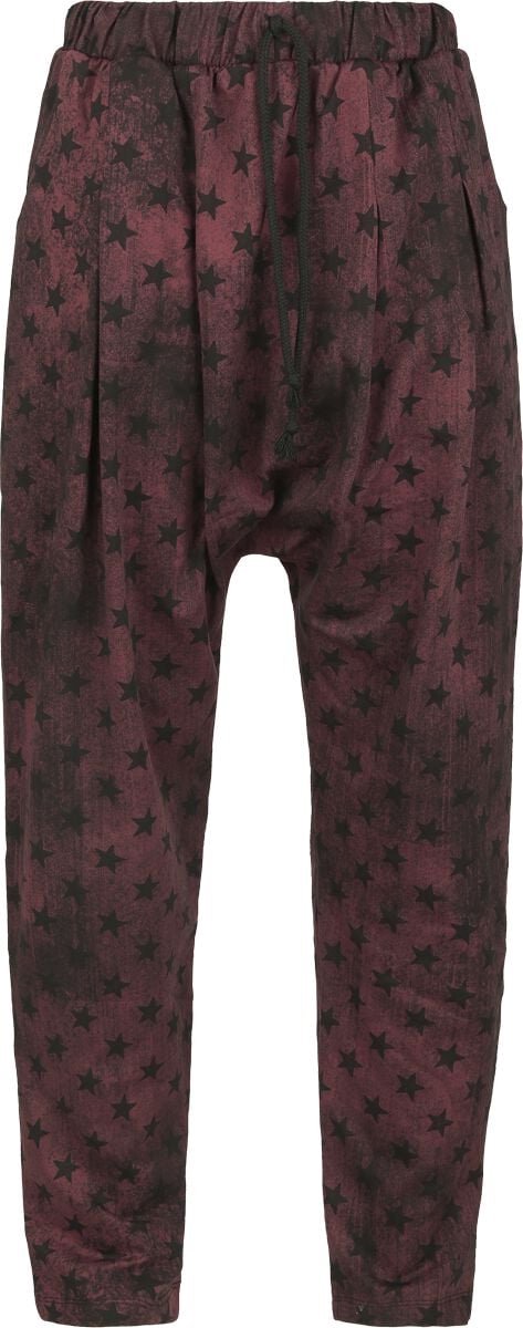 R.E.D. Rock-Engineered Design Bordeauxrode basic vrijetijdsbroek met sterrenprint - Dames - M