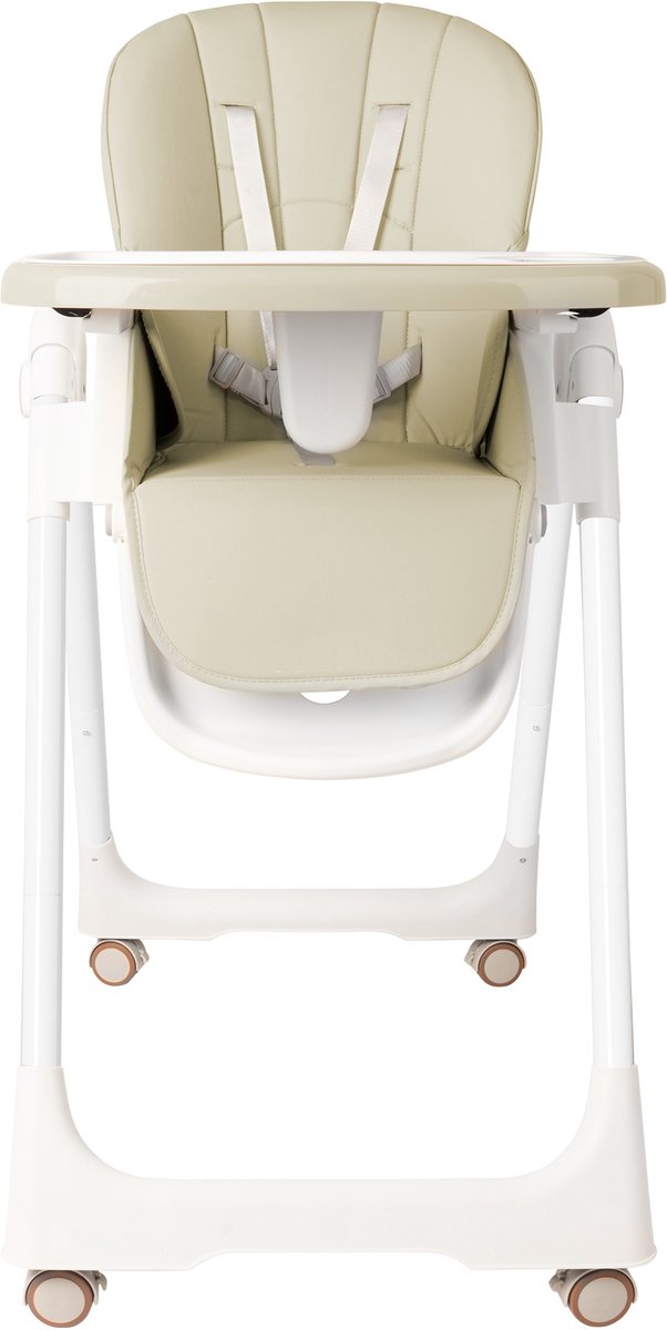 Froadp Opvouwbare kinderstoel voor baby's Kinderstoel Met bekleding, dubbele tafelplaat, 5-puntsgordel, in hoogte verstelbare tafelplaat Opvouwbare babystoel Babyzitje vanaf 6 maanden Kinderen - Type A Beige – foto 5