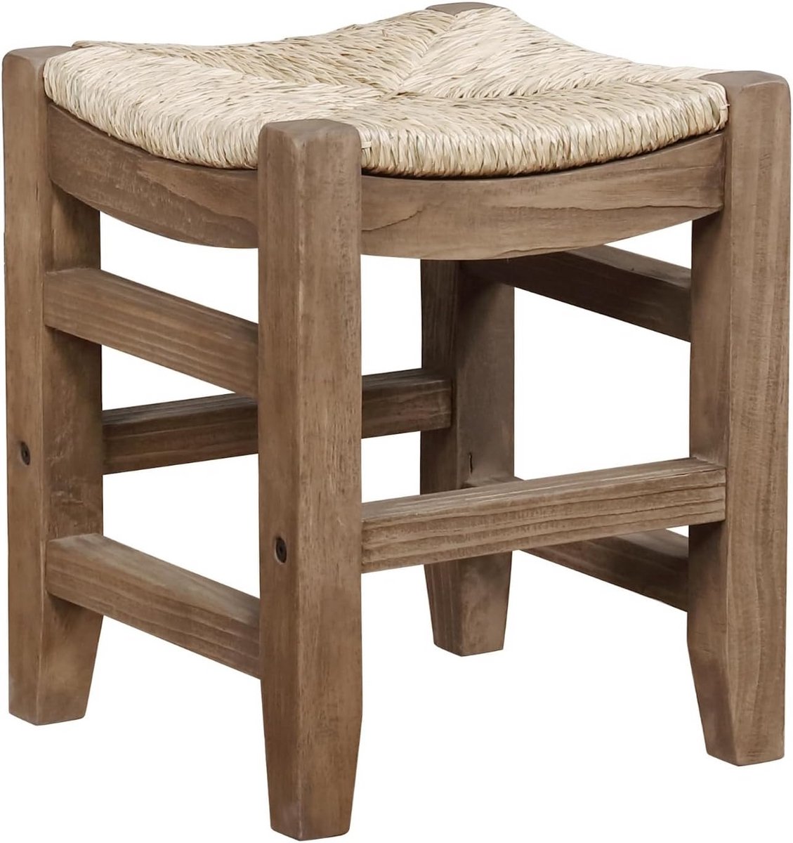 Houten kruk 18 inch met rush zitting