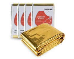 Innovaland - Isolatiedeken Set Van 4 Stuks - 160x210 - Reddingsdeken - Nooddeken - Warmhouddeken - Goud - Zilver - Nooddeken/Isolatiedeken - Thermodeken - EHBO Deken - Nood Deken - Warmte Dekens - Warmtedeken Noodpakket