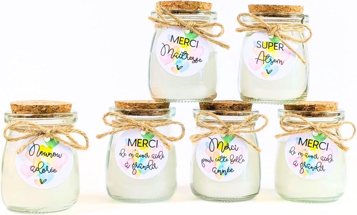 Set van 6 Geurkaarsen met 12 Verschillende Dankbaarheidslabels