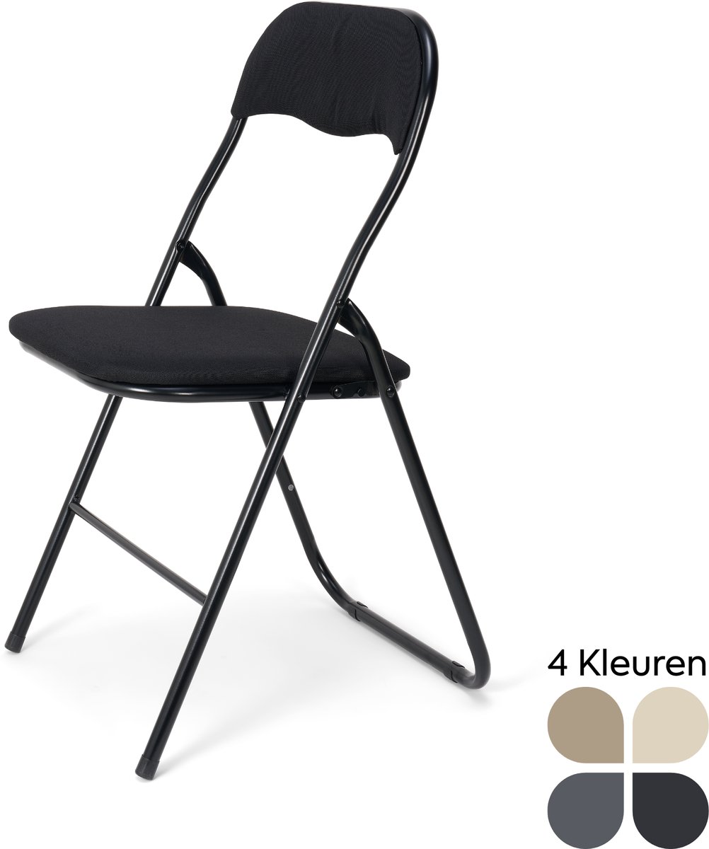 Trendy Meije® Nova Klapstoel - Zwart - Linnen - Inklapbaar - Zithoogte 45 cm - Opvouwbare Stoelen - Vouwstoel