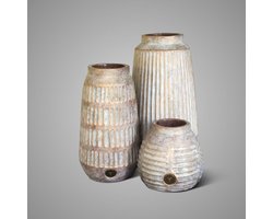 Brynxz Set van 3 vazen Relief Jewel - Brons/Goud - D.19-15-15 H.33-26-14- aardewerk