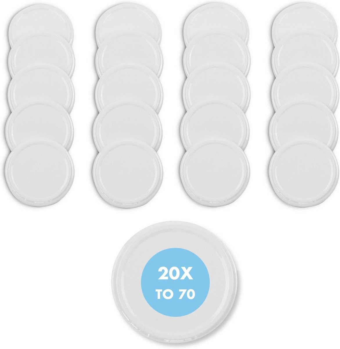 20x Twist-Off Deksel 70 mm – Universele Schroefdeksels voor Weckpotten & Bewaarglazen