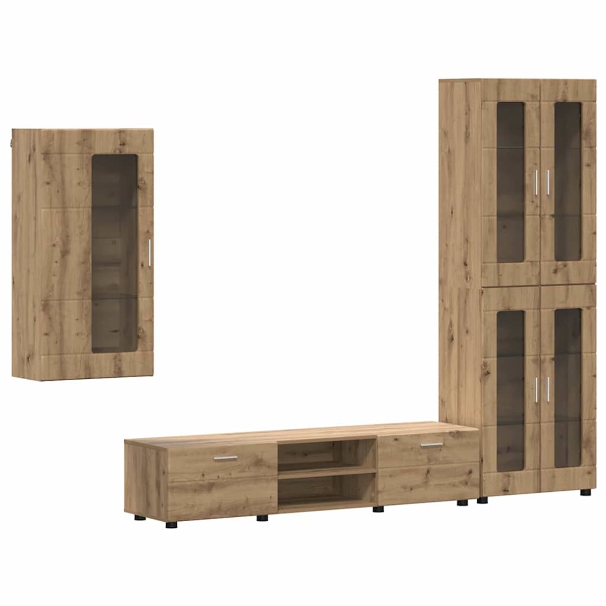 vidaXL - Tv-meubelset - FLORIN - 3 - pcs - Artisan - Eiken - Bewerkt - hout