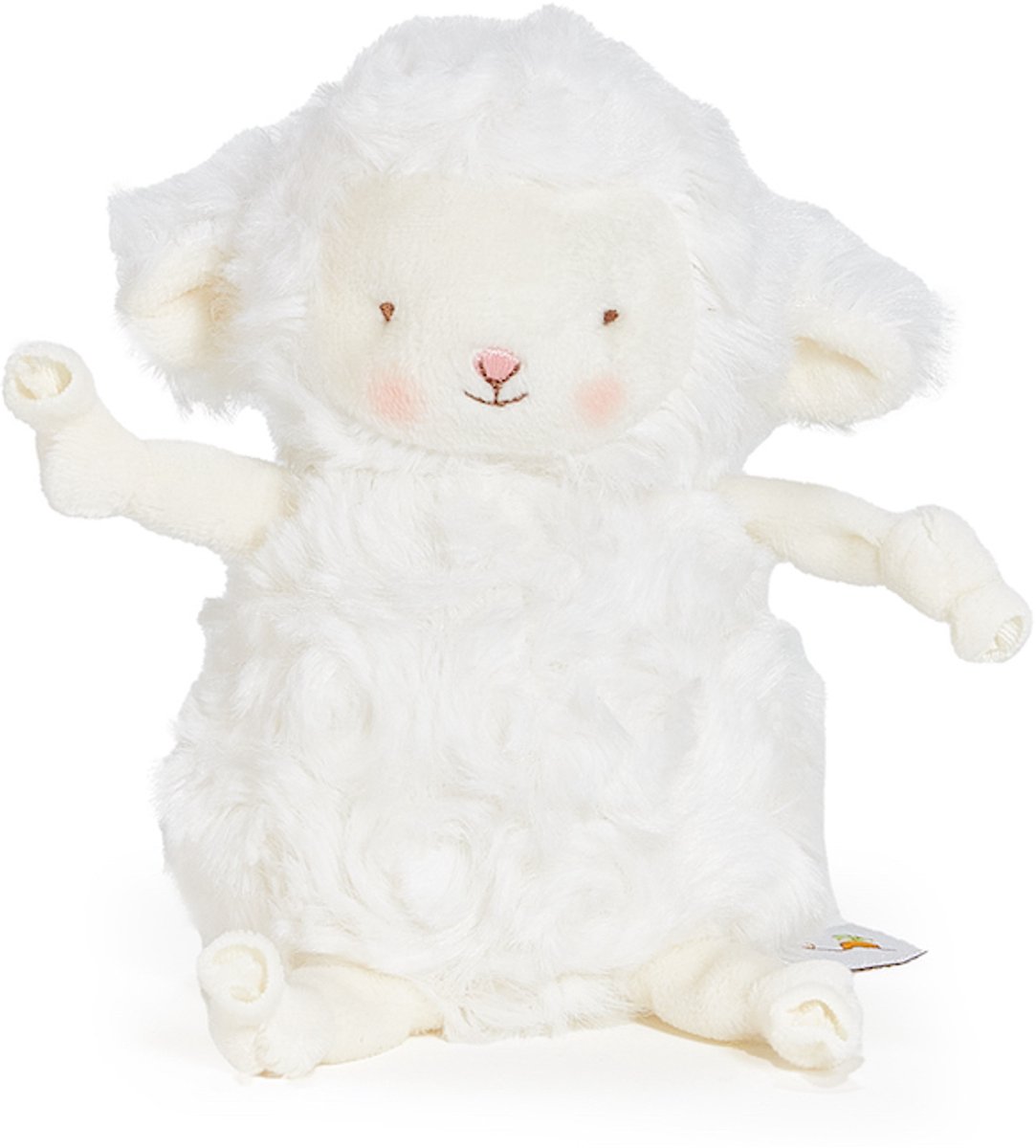 Bunnies By The Bay Roly Poly Kiddo Knuffel - Knuffeldier - Geborduurde details - Lammetje - 13 cm - Wit