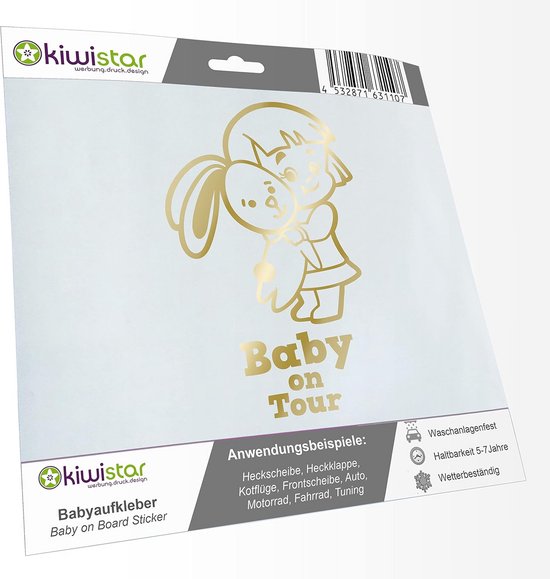 Babysticker meisje haas sticker 25 kleuren 15cm Baby on Tour goudchroom.