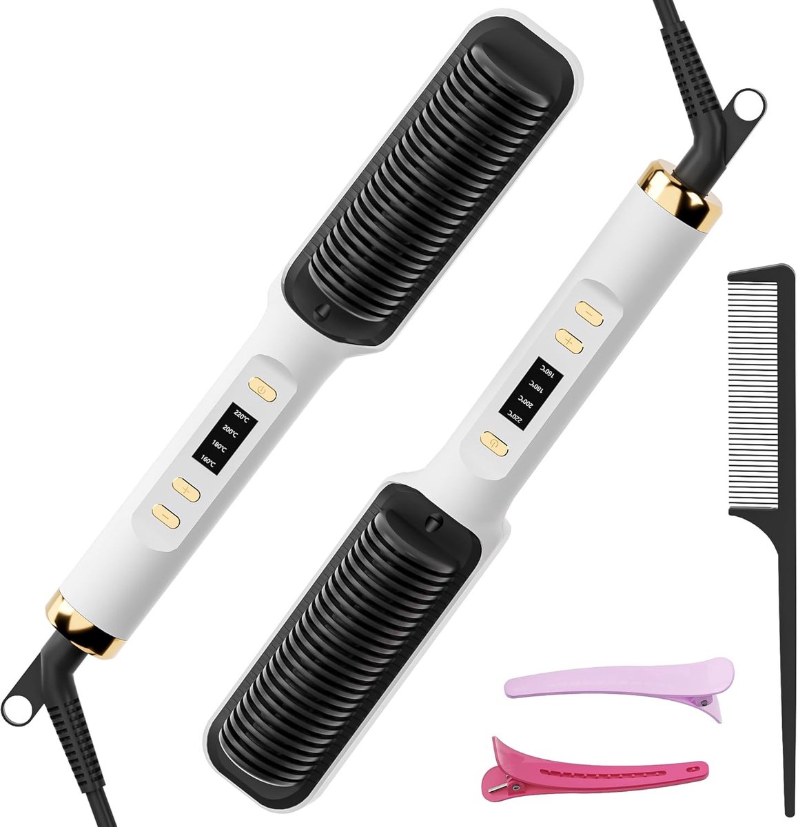 Haar Stijltang Kam - Haar Stijltang met Ingebouwde Kam - 4 Temperatuur Instellingen & LED Display & Anti-Brand & Automatische Uitschakeling - Perfect voor Fijn, Zacht Haar
