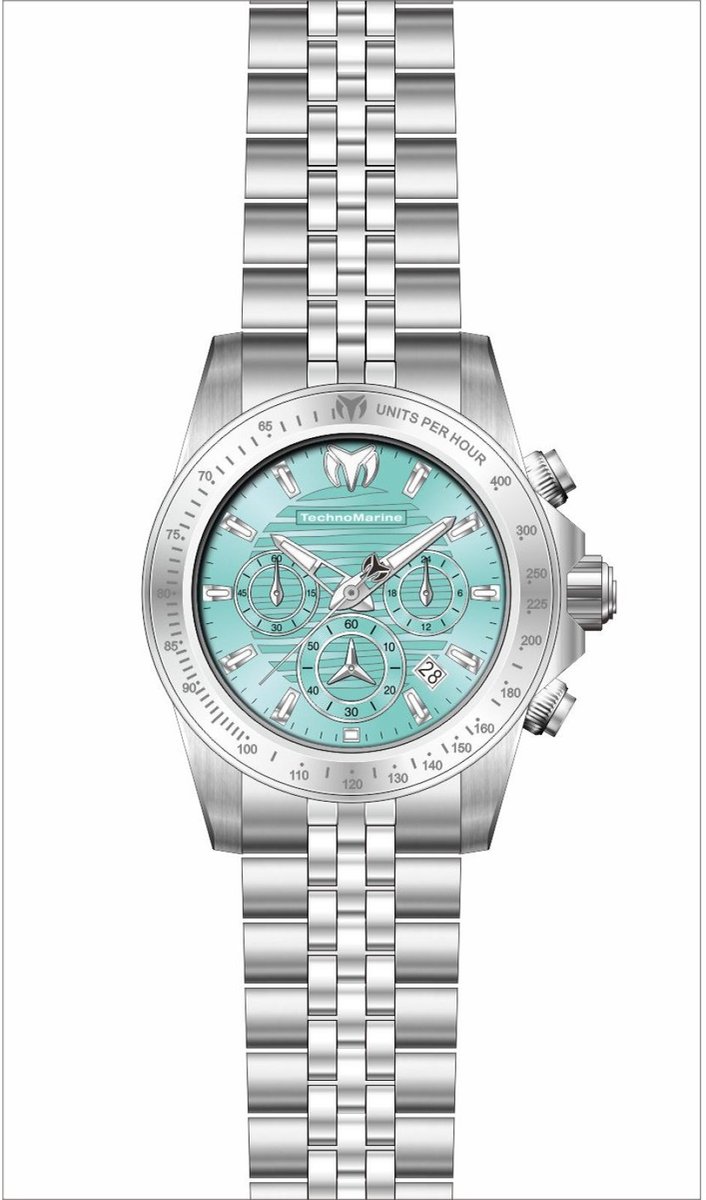 TechnoMarine Manta TM-225011 Heren Horloge - Waterdicht - Analoog - Quartz Uurwerk - Roestvrij Staal met Blauwe Wijzerplaat - 42mm