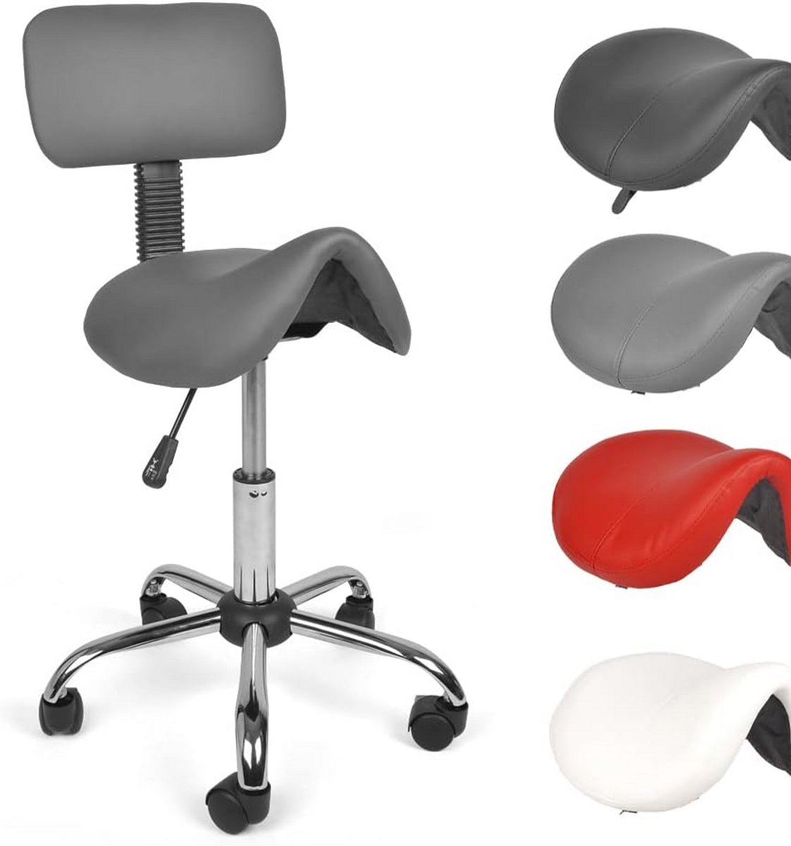 Zadelkruk op Wielen - Kapperskruk Ergonomisch - Tabouret - Wielen