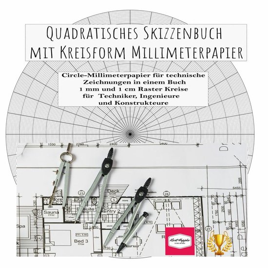Quadratisches Skizzenbuch mit Kreisform Millimeterpapier - cover