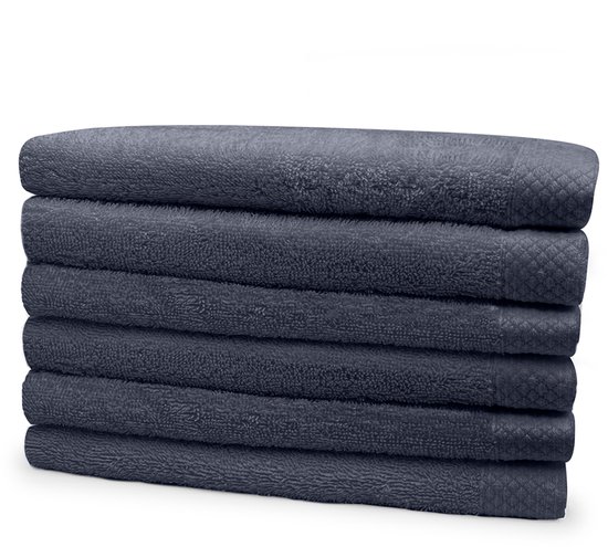 Eleganzzz Handdoeken Set - Set van 6 - Handdoek 60x110cm - 420 gr/m2 - 100% Katoen - dark grey