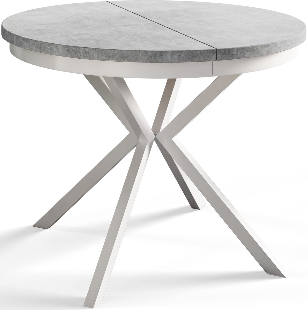 Ronde uitschuifbare eettafel Berg, Moderne Salontafel en Keukentafel, Tafel met Metalen Poten, Diameter: 90-170 cm, Atelier