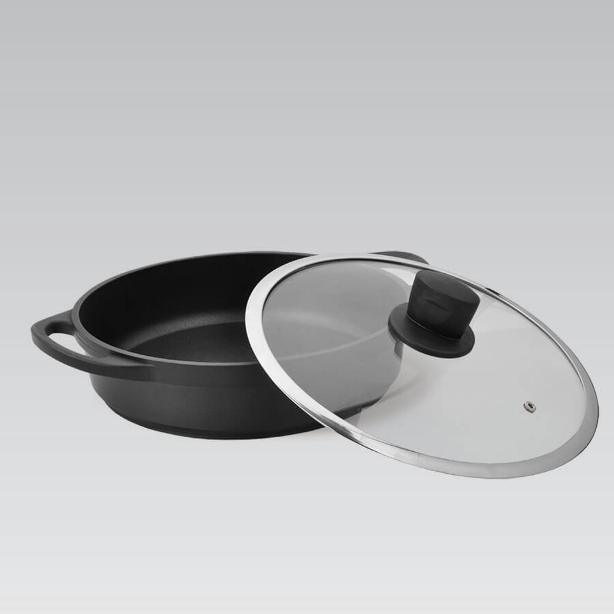 Maestro Hapjespan met Deksel - Ø 28 cm - 3.8L - Hoogwaardig Gegoten Aluminium - Anti-aanbaklaag - Alle Warmtebronnen incl. Inductie