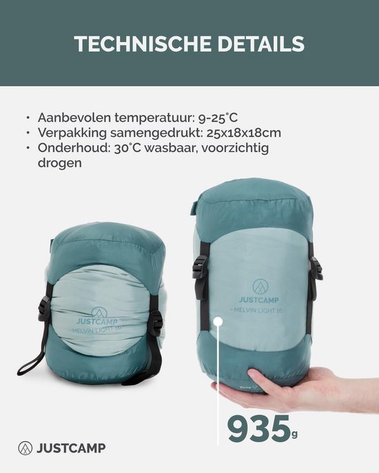 Slaapzak - Dekenmodel - Kamperen en reizen - Lichtgewicht en compact - Tot 200 cm - Munt — afbeelding 5