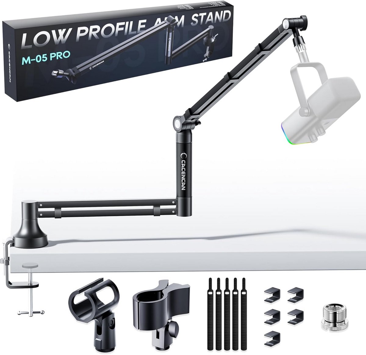 Microfoon Boom Arm - Microfoonstandaard Bureau - Podcast Opnemen - Verstelbaar 360 Graden - Max 2.5kg - Zwart
